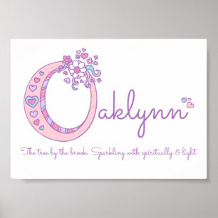 Affiche Oaklynn girls nom signifiant lettre pastel O