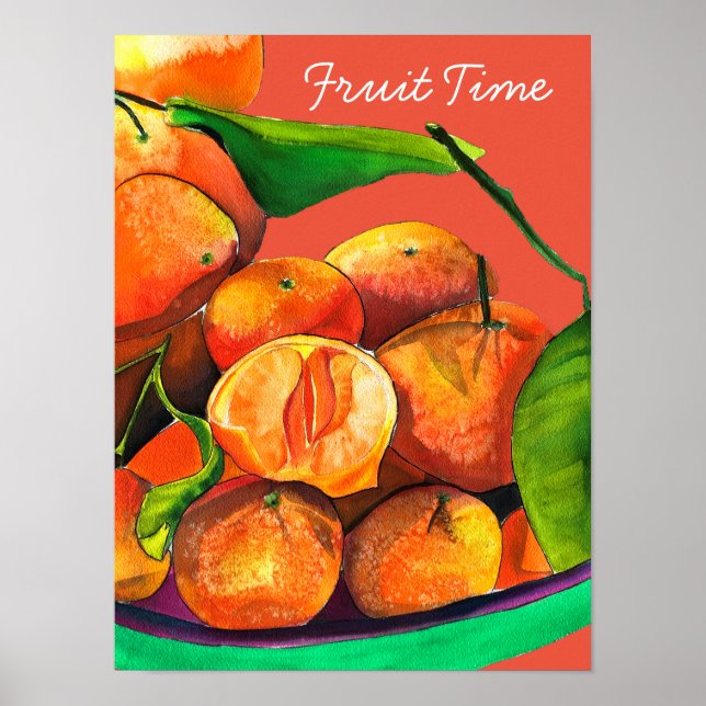 Affiche Oaquarelle mandarine (Devant)