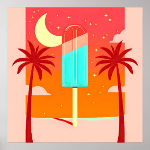 Affiche Oasis de glace de palme d'été étoile
