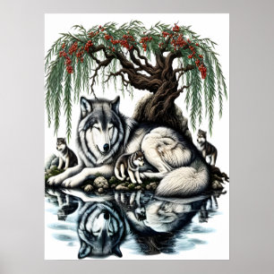 Affiche Oasis de la famille des loups sereins dans la natu