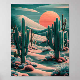Affiche Oasis du désert pixellée