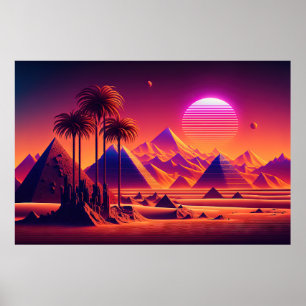 Affiche Oasis électrochromatique : Une Pyramide Rétroonde