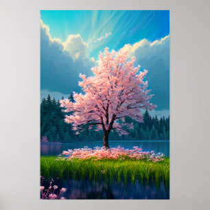 Affiche Oasis Enchanté, Sakura Arbre Calme