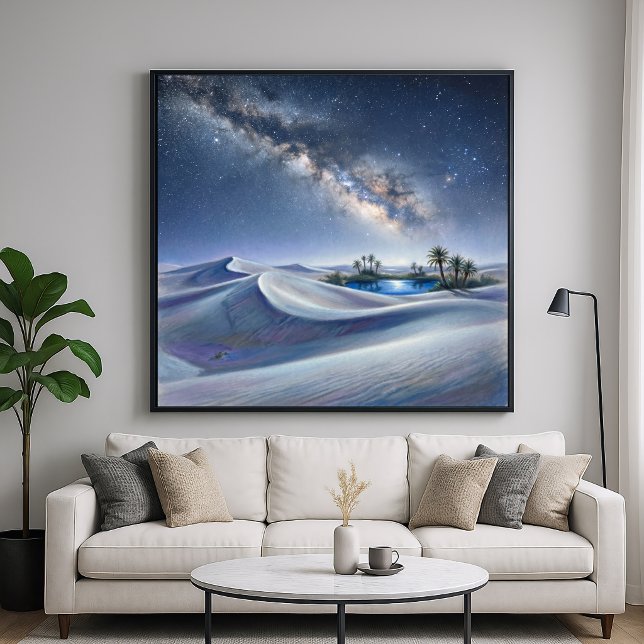 Affiche Oasis Nocturne - Style de peinture au pastel numér (Créateur téléchargé)