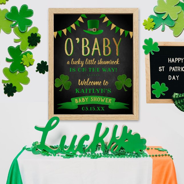 Affiche O'Baby St. Patrick's Day Baby shower Bienvenue (Créateur téléchargé)