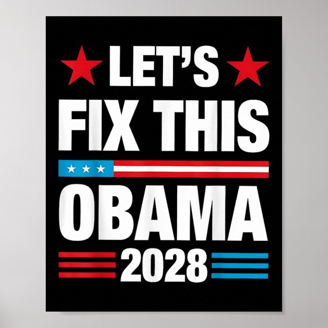 Affiche Obama 2028 Drapeau américain Obama pour le préside (Devant)