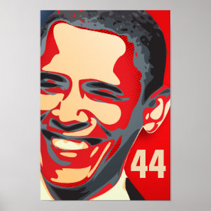 Affiche Obama - 44ème président sur un géant rouge
