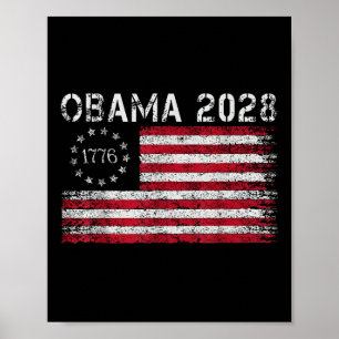 Affiche Obama Retro Us Vintage Drapeau Patriotique 2028 Po