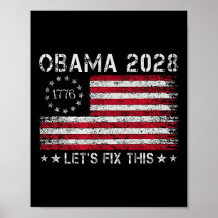 Affiche Obama Retro Vintage Us Drapeau Patriotique 2028 Po