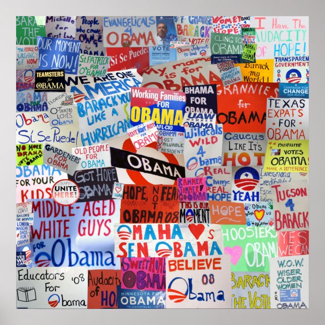 Affiche Obama signe de tout le pays (Devant)
