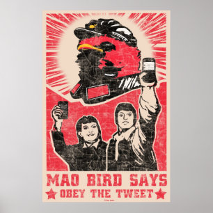 Affiche Obéissez l'affiche rouge d'oiseau de Mao de