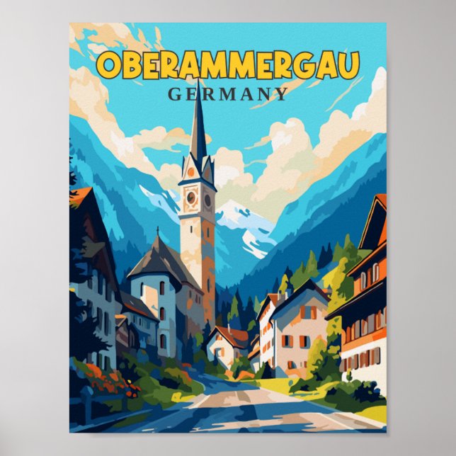 Affiche Oberammergau Allemagne illustration de voyage vint (Devant)