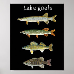 Affiche Objectifs de pêche au lac Musky Pike Walleye Petit