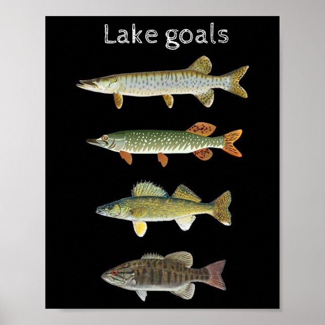 Affiche Objectifs de pêche du lac Musky Pike Walleye Petit (Devant)