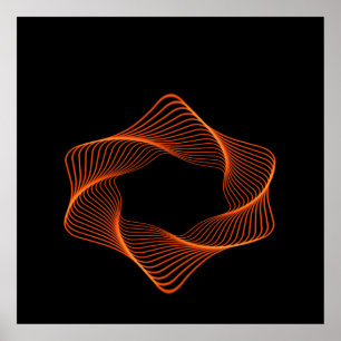 Affiche Objet Tore à cadre filaire orange