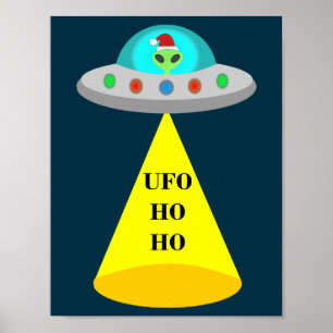 Affiche Objet volant non identifié de Noël Ho Ho extraterr