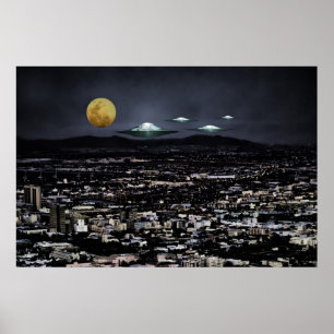 Affiche Objet volant UFO dans l'espace