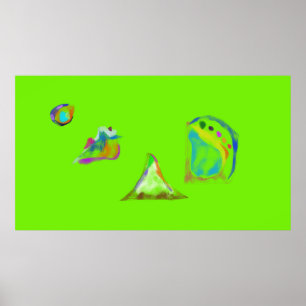 Affiche Objets Abstraits Simples Vert Clair