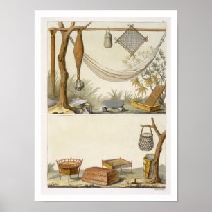 Affiche Objets appartenant aux Indiens (gravure de