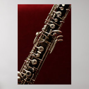 Affiche Oboe - instrument de musique en bois à double rose