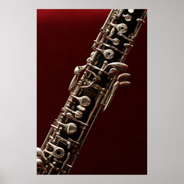 Affiche Oboe - instrument de musique en bois à double rose (Devant)