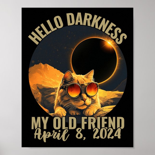 Affiche Obscurité Mon Vieux Chat Ami Avec Éclipse Solaire (Devant)