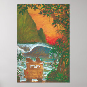 Affiche Observant l'homme de coucher du soleil poursuivre