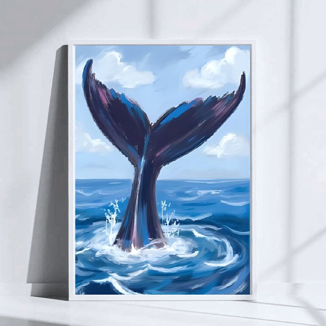 Affiche Observation des baleines | Aquarelle bleu (Créateur téléchargé)