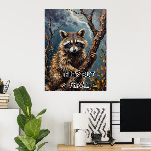 Affiche Observation forestière : Raccoon sur un membre