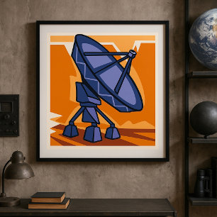 Affiche Observatoire de sciences spatiales radiotélescope