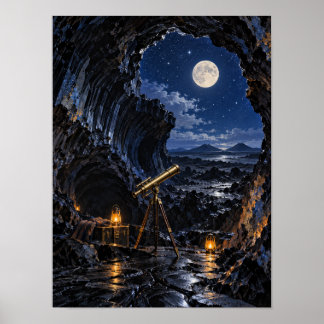 Affiche Observatoire du tube de lave au clair de lune Affi