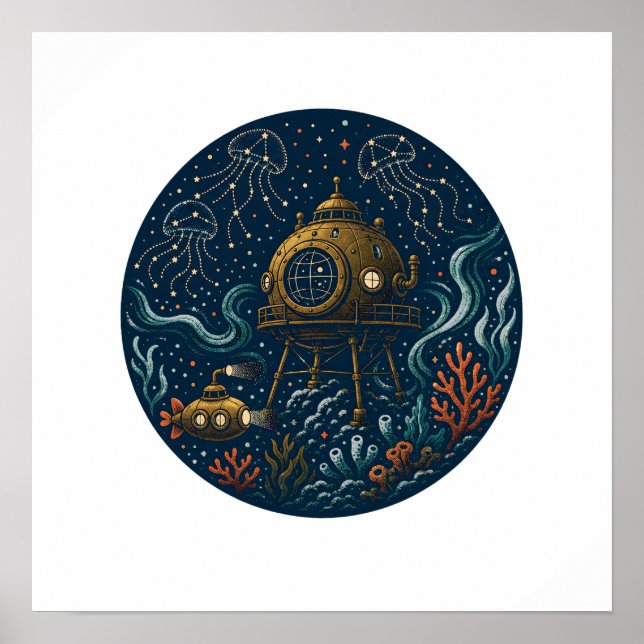 Affiche Observatoire Tidal Deep Sea Sous-marin & Méduse P (Devant)