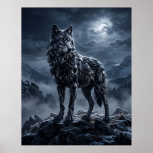 Affiche Obsidienne Loup Crête de Minuit