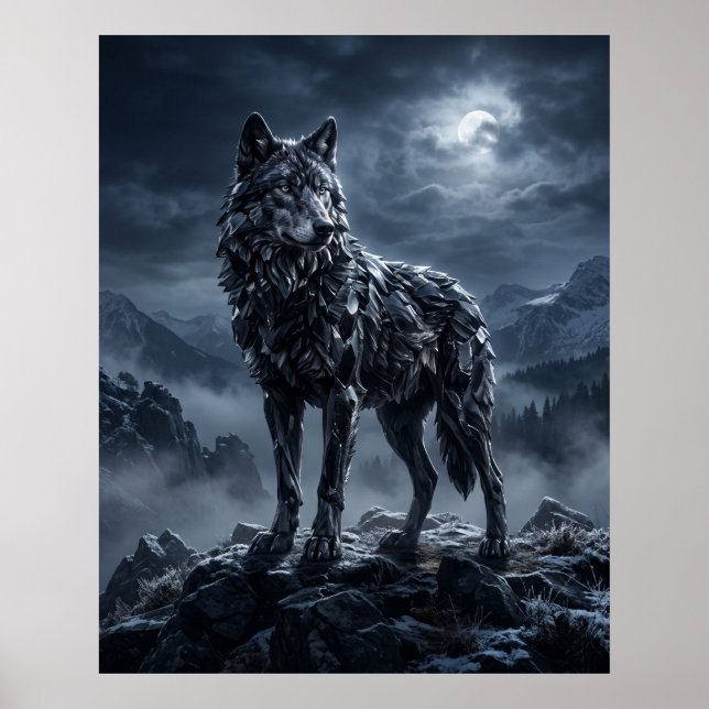 Affiche Obsidienne Loup Crête de Minuit (Devant)