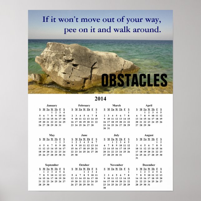 Affiche Obstacles au calendrier démotivationnel 2014 (Devant)