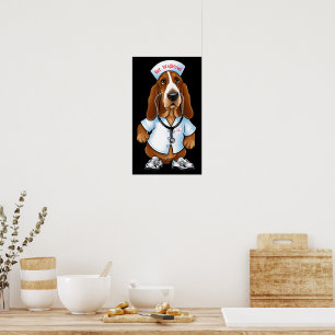 Affiche Obtenir le basset Wellhowl en tenue infirmière