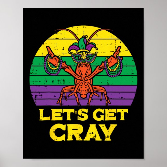 Affiche Obtenons Cray Crawfish Drôle Mardi Gras Femmes Hom (Devant)