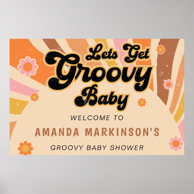Affiche Obtenons un Baby shower rétro Super (Devant)