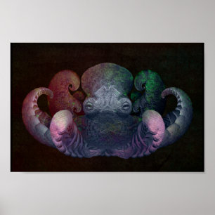 Affiche Obtopus composite couleur foncé fractée