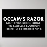 Affiche Occam Razor Definition Science Classroom<br><div class="desc">Le Razor d'Occam est le principe scientifique qui stipule que toutes les autres choses étant égales, la solution la plus simple tend à être la meilleure. Un grand poster de geek scientifique pour la classe d'un scientifique ou d'un professeur de sciences. Plus vous devez faire d'hypothèses, plus une explication est...</div>