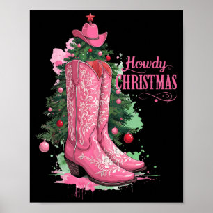 Affiche Occidental, Howdy Noël et arbre, Nk Botte de cowbo