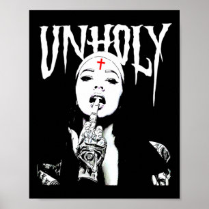 Affiche Occulte Gothique Sombre Nun Satanique Tattoos Unho
