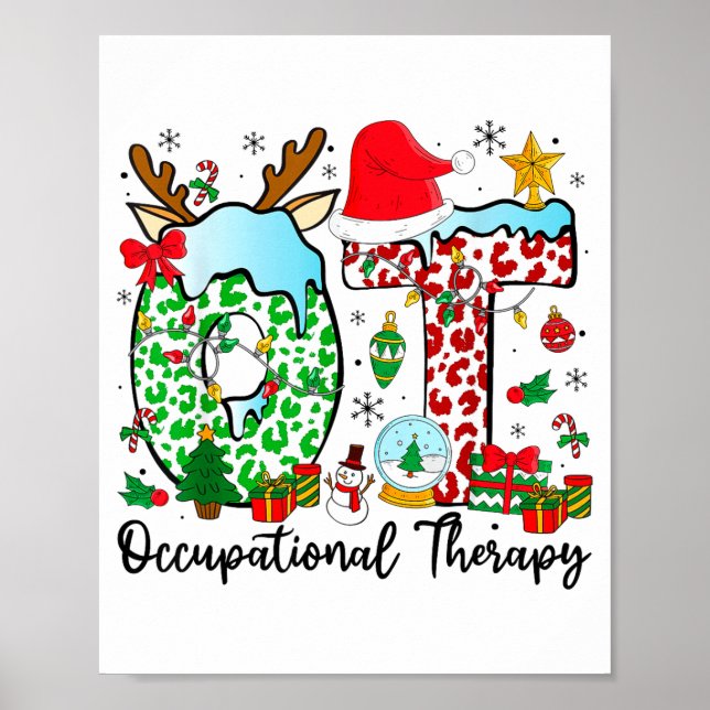 Affiche Occupational Therapy Christmas Lights Santa Hat Ot (Devant)