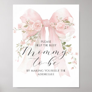 Affiche Occupé Maman Adresse Floral Bow Girl Baby shower