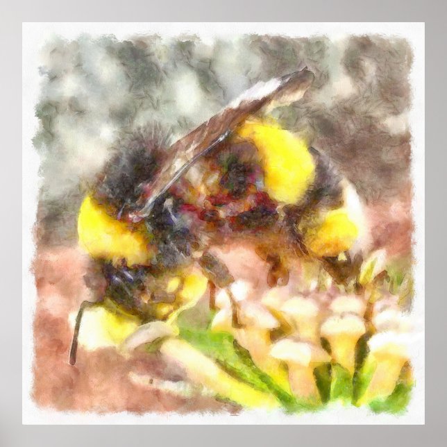 Affiche Occupé Occupé Fréquenté Miel Abeille aquarelle pei (Devant)