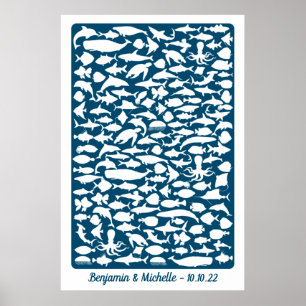 Affiche Océan - 150 Signature Livre d'Invité Alternative