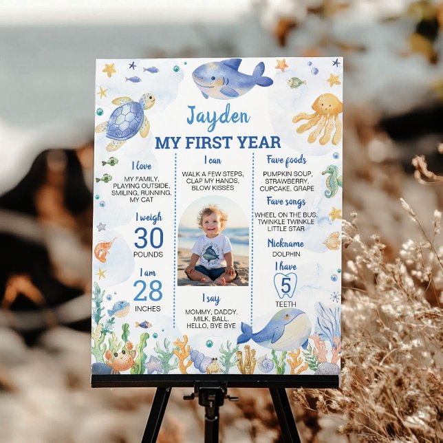 Affiche Ocean Animals Boy Under the Sea Anniversaire Jalon (Créateur téléchargé)