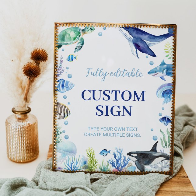 Affiche Ocean Animaux Garçon Anniversaire Panneau de la ta (Créateur téléchargé)
