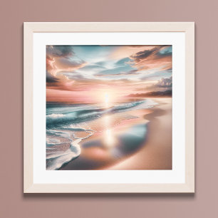 Affiche Ocean Beach Scene Coastal Sunset Wall Art