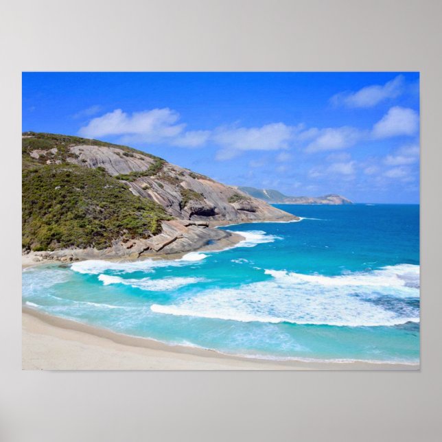 Affiche Océan bleu profond Vagues douces Roches Photograph (Devant)